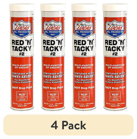 (4 pack) Lucas 10005 Red N Tacky EP Grease Multi-Purpose Lubricant 14 Oz
