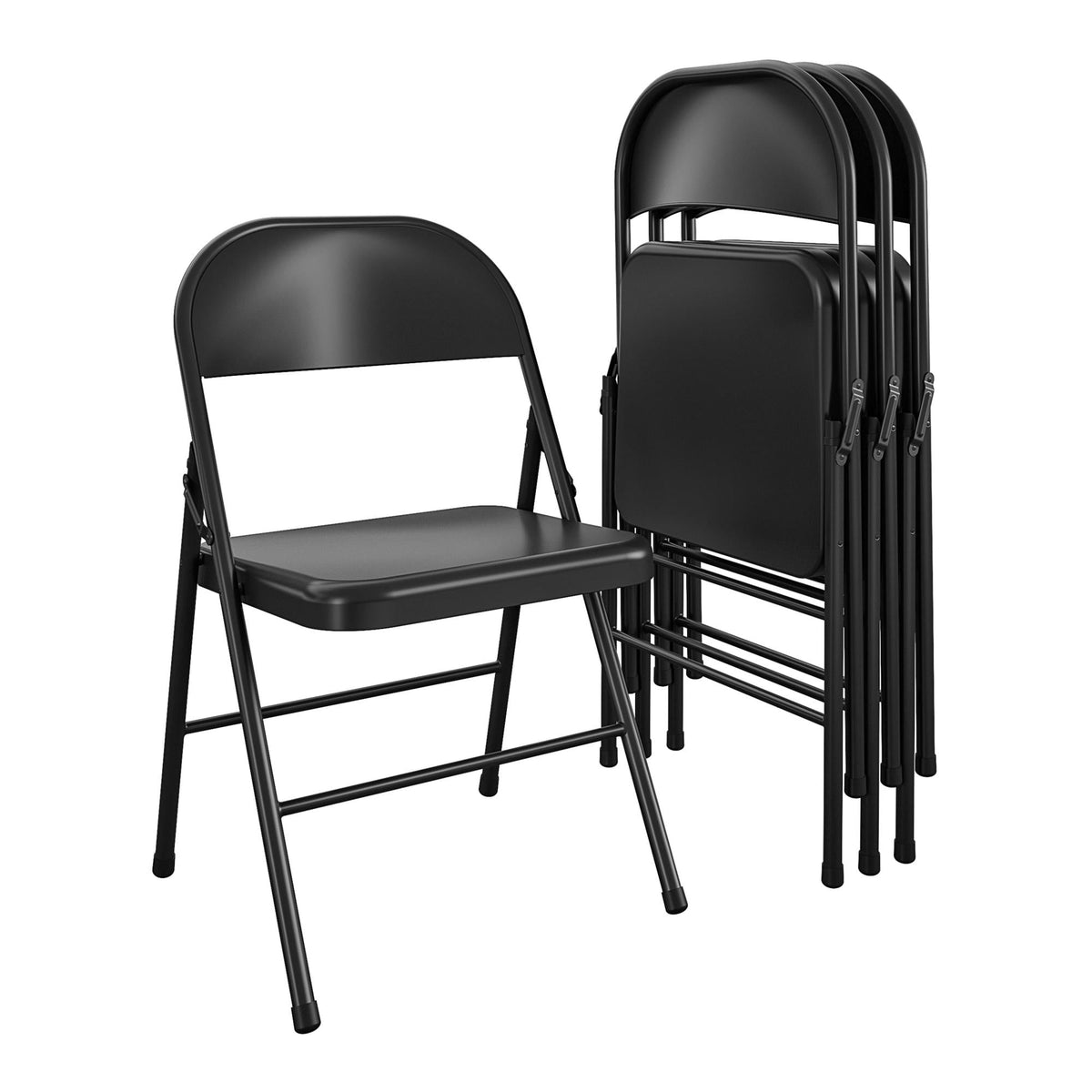 Mainstays All-Steel Metal Folding Chair, Beige, Set of 4