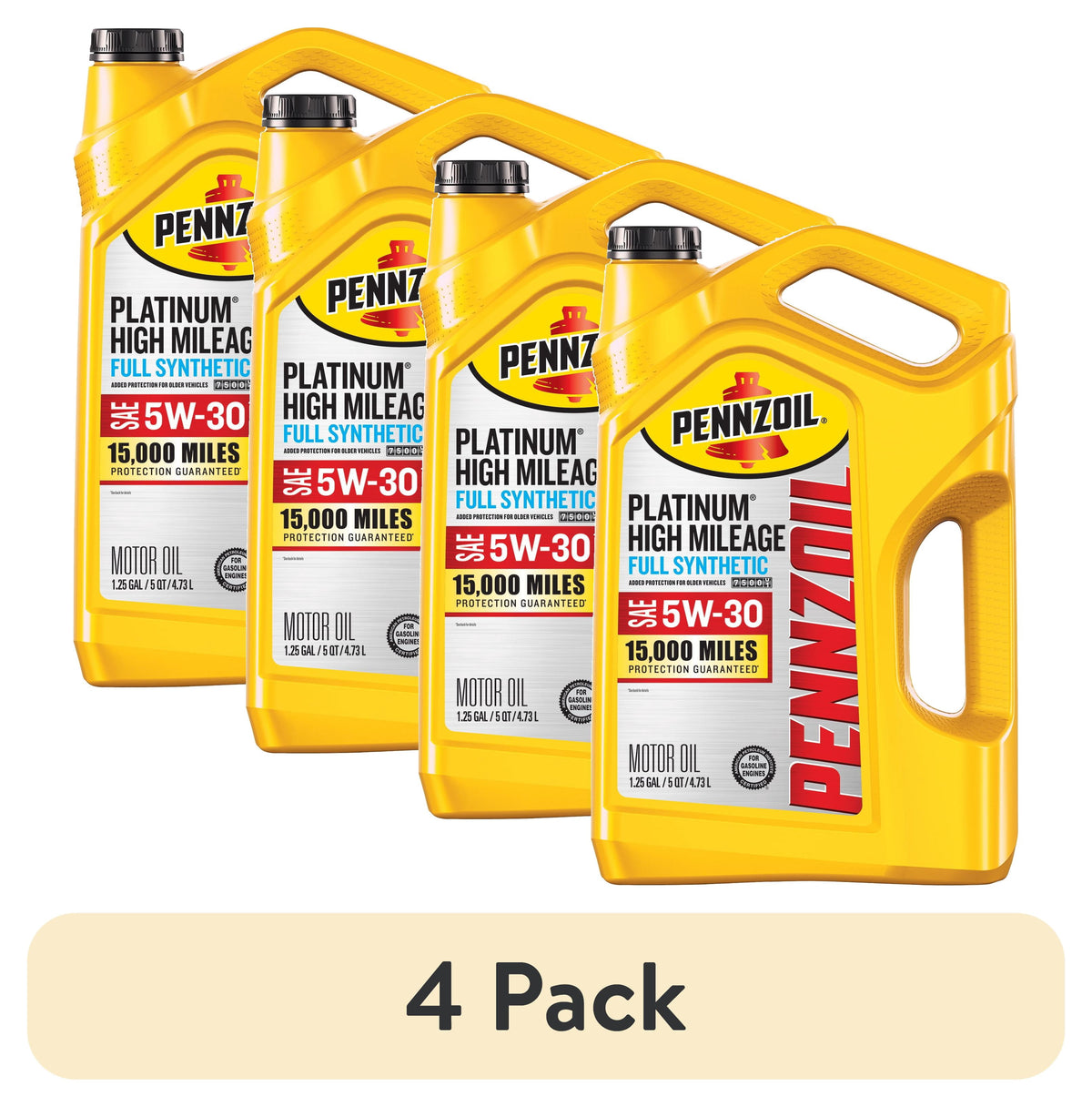 Pennzoil Platinum High Mileage Full Synthetic 5W-30 Motor Oil, 5 Quart