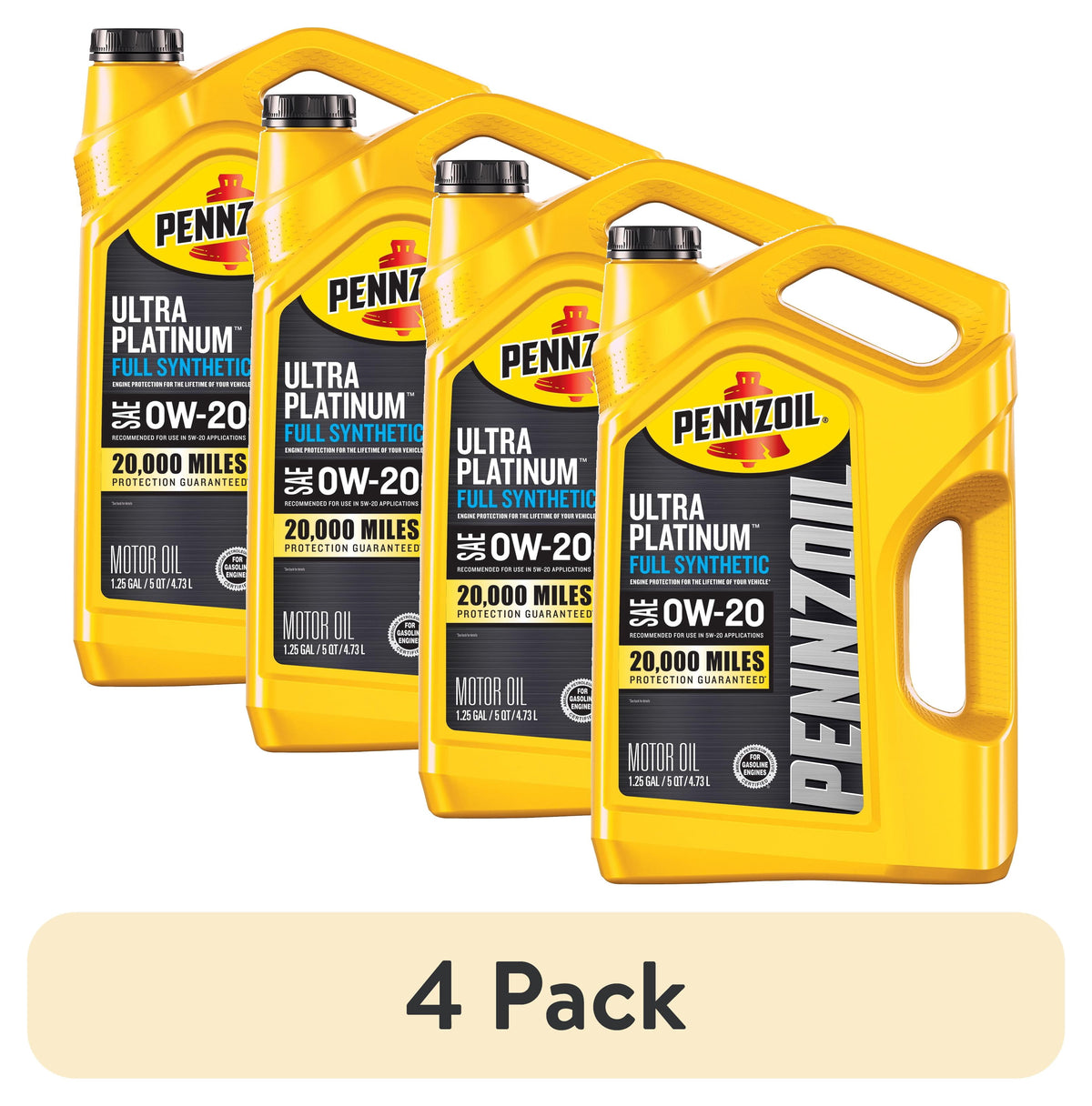 Pennzoil Ultra Platinum Full Synthetic 0W-20 Motor Oil, 5 Quart