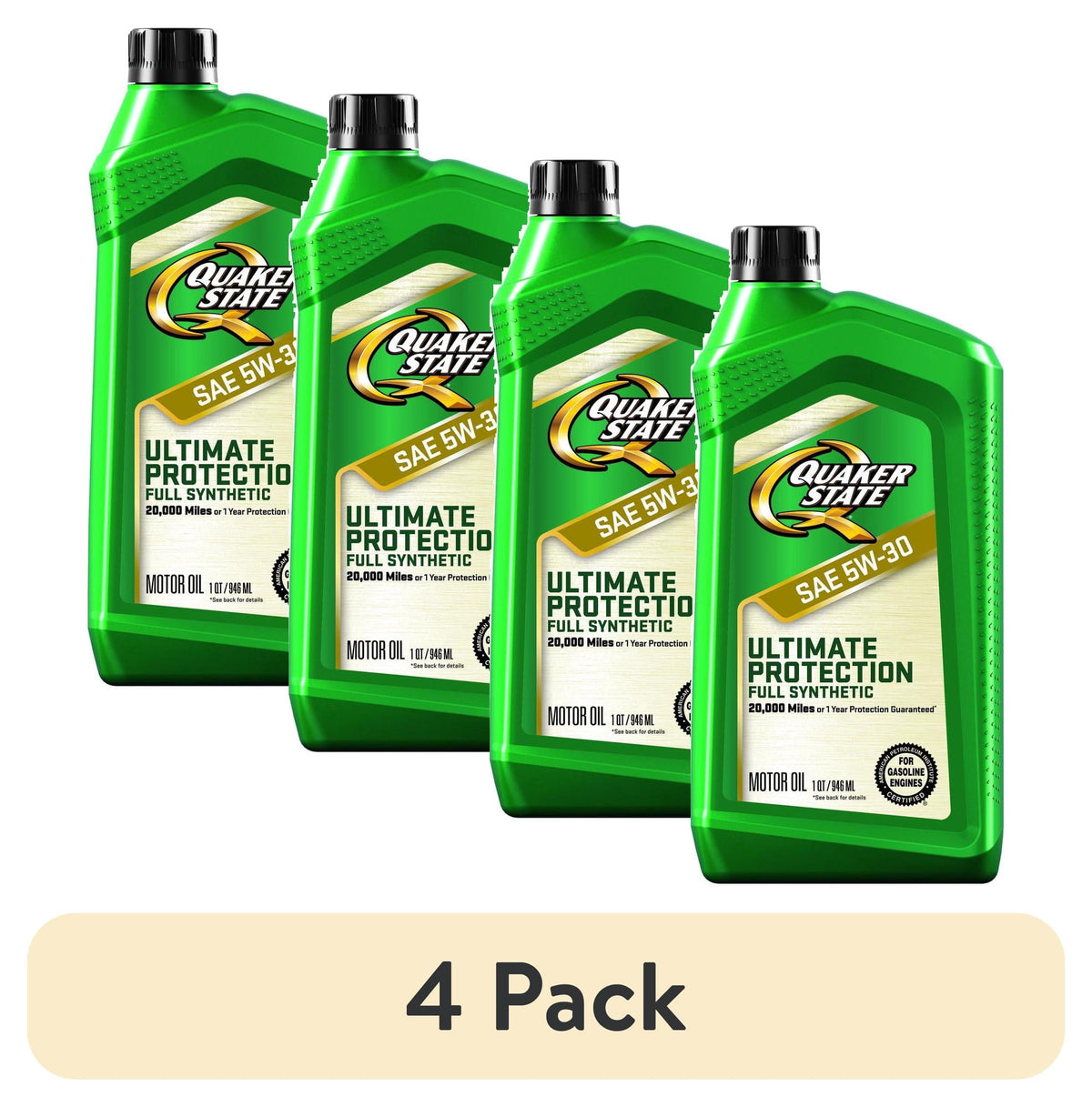 (5 pack) Quaker State Ultimate Protection Full Synthetic 5W-30 Motor Oil, 1 Quart