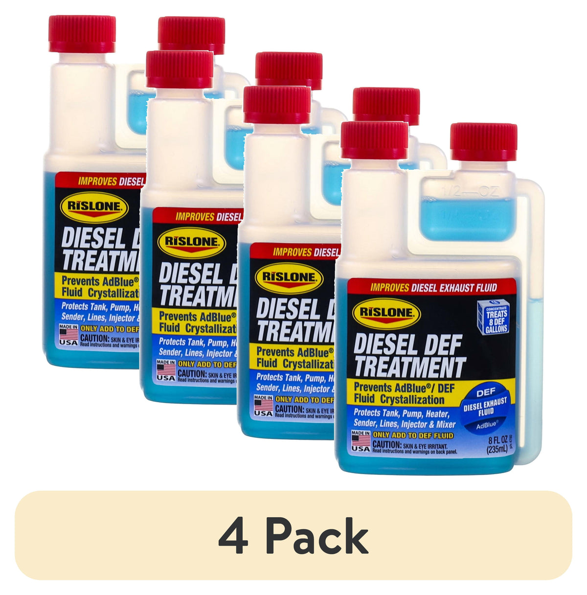 (4 pack) Rislone DEF Treatment for Diesel Vehicles, 8 fl oz Bottle