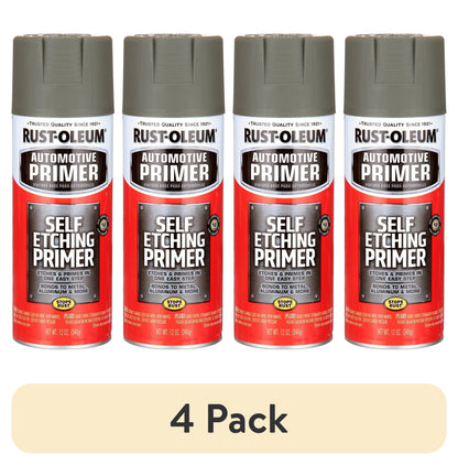 (4 pack) Rust-Oleum Automotive Self Etching Primer Spray, Dark Green, 12 oz