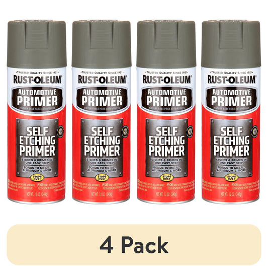 (4 pack) Rust-Oleum Automotive Self Etching Primer Spray, Dark Green, 12 oz