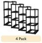 4 Tier Tote Rack, Holds Four 27 Gallon Industrial Storage Totes, Heavy Duty Plastic Garage Storage Organizer, Vertical Easy-Access No-Stacking Design, Black