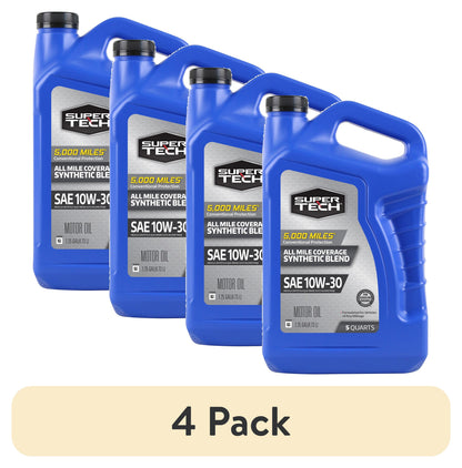 (2 pack) Super Tech All Mileage Synthetic Blend Motor Oil SAE 10W-30, 5 Quarts