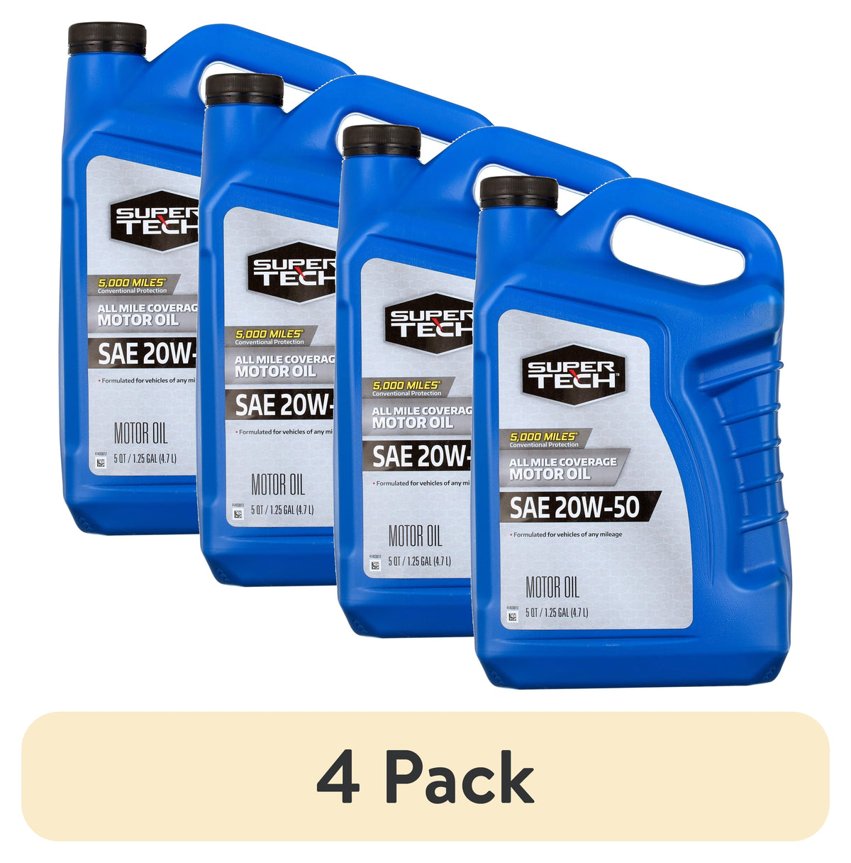 Super Tech All Mileage Synthetic Blend Motor Oil SAE 20W-50, 5 Quarts
