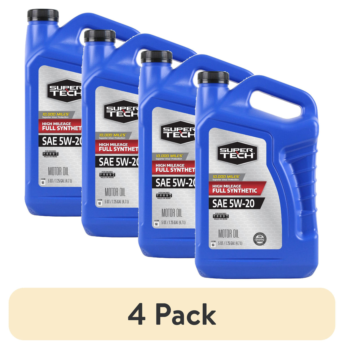 Super Tech High Mileage Full Synthetic SAE 5W-20 Motor Oil, 5 Quarts