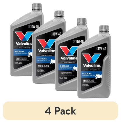 (4 pack) Valvoline 4-Stroke Motorcycle Full Synthetic 10W-40 Motor Oil 1 QT