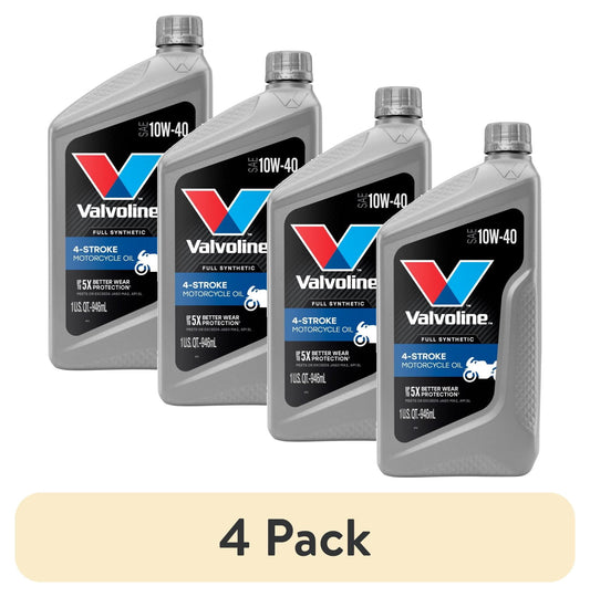 (4 pack) Valvoline 4-Stroke Motorcycle Full Synthetic 10W-40 Motor Oil 1 QT