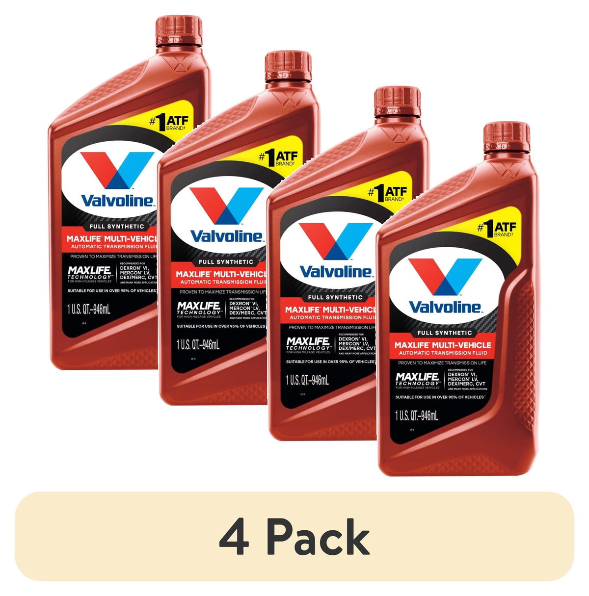 (5 pack) Valvoline MaxLife Multi-Vehicle Full Synthetic Automatic Transmission Fluid 1 QT