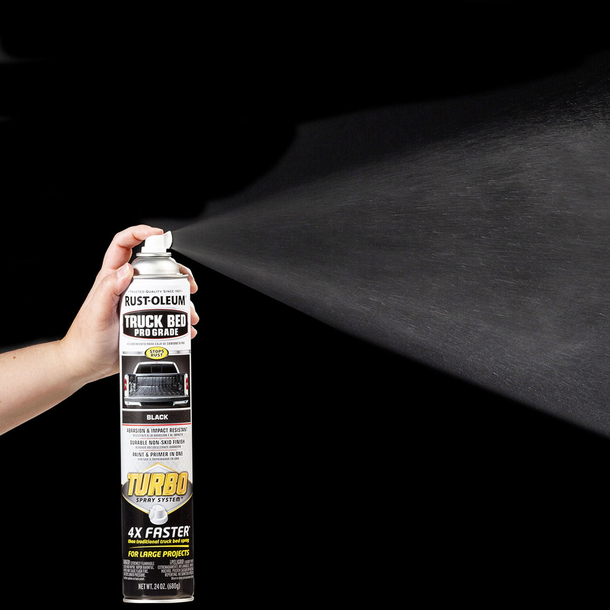 (2 pack) Rust-Oleum Stops Rust Turbo Automotive Flat Textured Truck Bed Spray Paint, Black, 24 oz