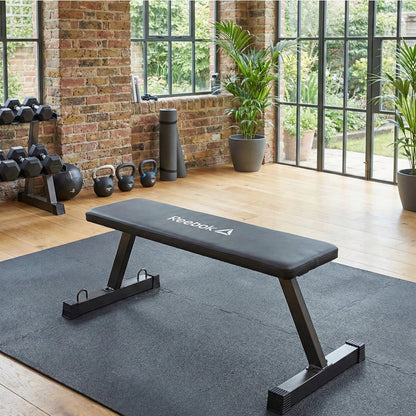 Reebok Heavy Duty Flat Bench – 600 lb Capacity, Tip-Resistant & Portable Weight Bench