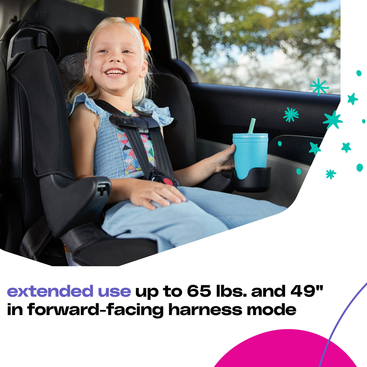 Cosco Kids Finale 2-in-1 Toddler Booster Car Seat, Diamond Daze, Harness Booster Car Seat