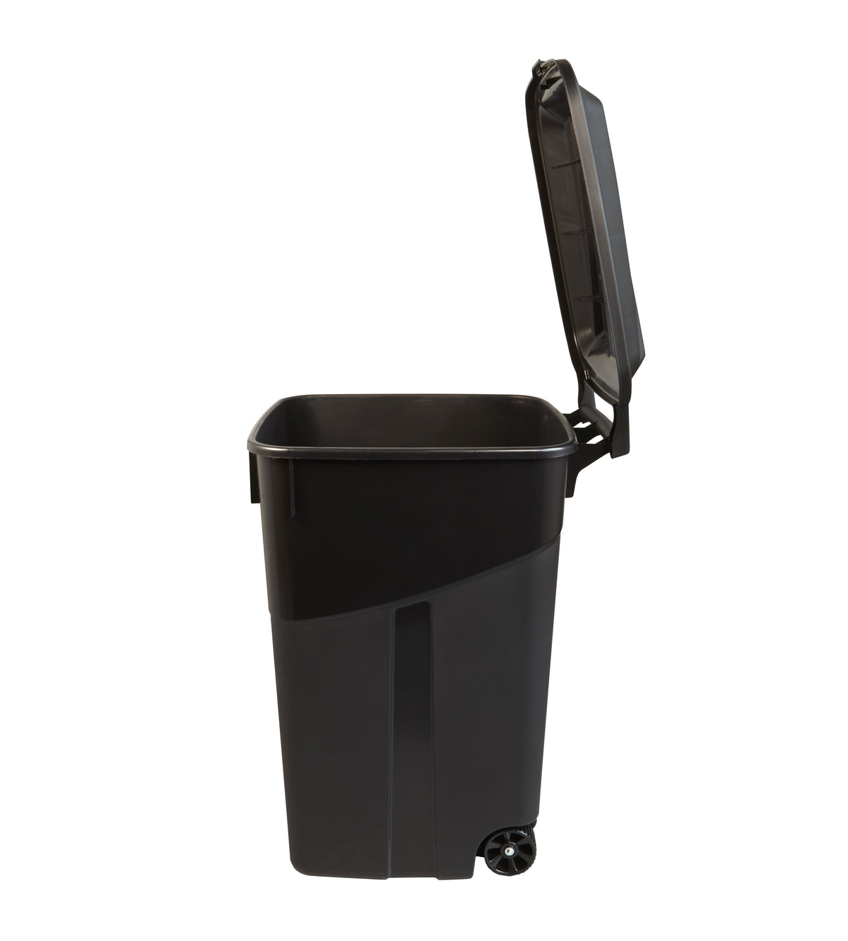 Hyper Tough 45 Gallon Wheeled Heavy Duty Plastic Garbage Can with Attached Lid, Black