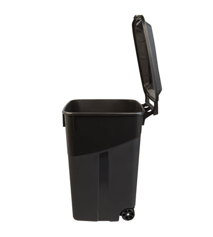 Hyper Tough 45 Gallon Wheeled Heavy Duty Plastic Garbage Can with Attached Lid, Black