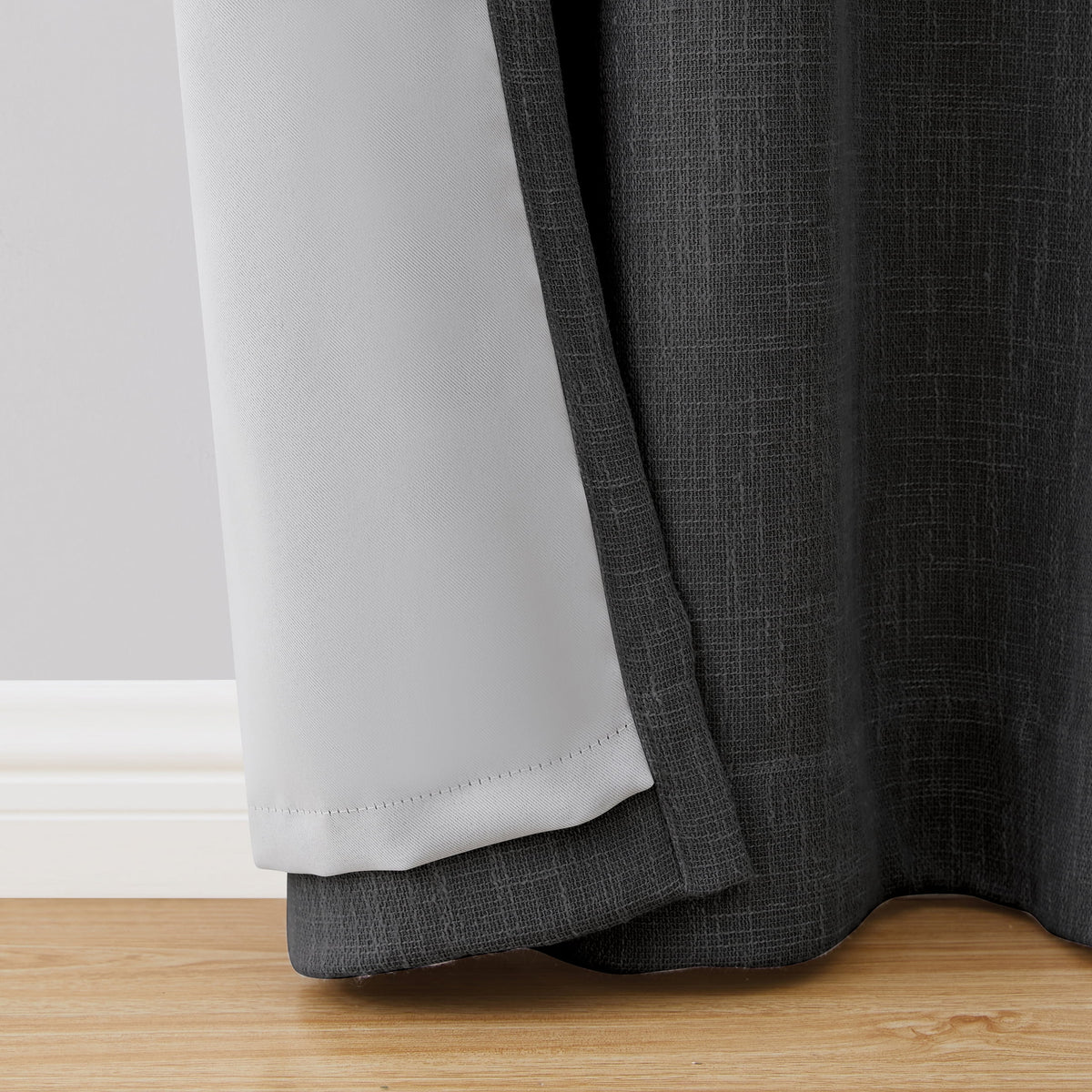 (2 pack) Better Homes & Gardens Solid Woven Textured Grommet Blackout Curtain Panel, 1-Piece, Black, 50" W x 63" L