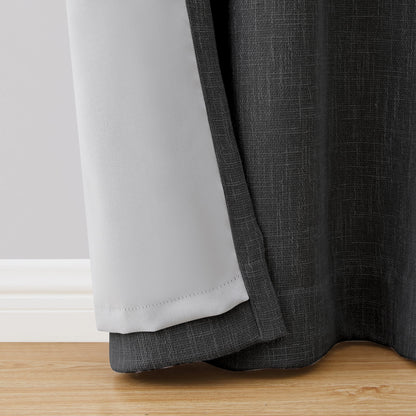 (2 pack) Better Homes & Gardens Solid Woven Textured Grommet Blackout Curtain Panel, 1-Piece, Black, 50" W x 63" L