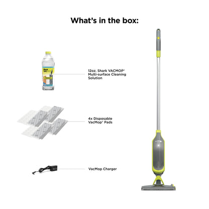 Shark VACMOP Cordless Hard Floor Vacuum Mop, for Tile, Vinyl, Laminate, Wood, with (4) Disposable VACMOP Pads, 12-oz Shark Multi-Surface Cleaner, VM200