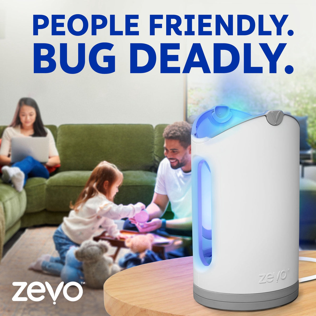 Zevo Max Flying Insect Indoor Fly Trap: Easy, Mess-Free Solution - Light Trap Catches & Kills House Flies, Fruit Flies, Gnats, & More (1 Plug in Device & 2 Cartridges)