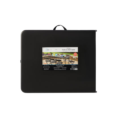 Mainstays 6 ft Rectangle Centerfold Folding Table, Black