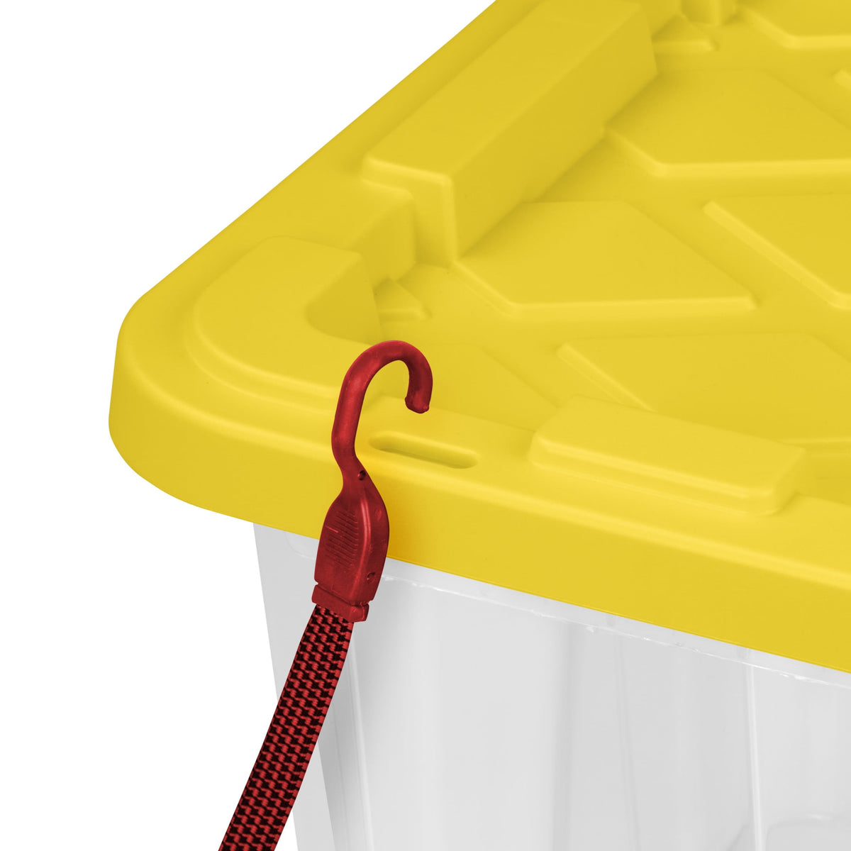 Sterilite Large Industrial Storage Tote, 27 Gallon Durable Clear Plastic Storage Bin with Snap-Fit Lid, Yellow, 4 Pack