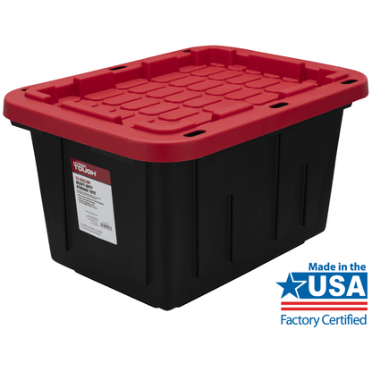Hyper Tough 12 gal Snap Lid Storage Bin, Black and Red, Pack of 4
