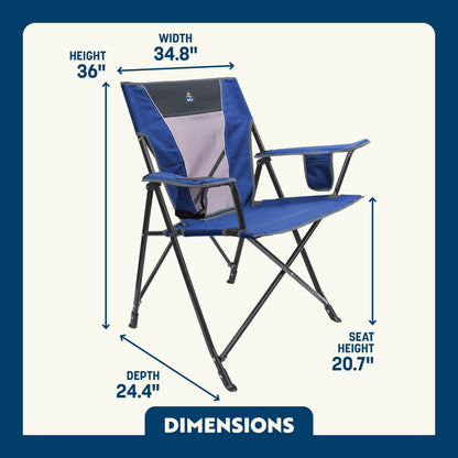 GCI Outdoor Comfort Quad Lightweight Folding Camping Chair with Carry Bag, Heathered Royal