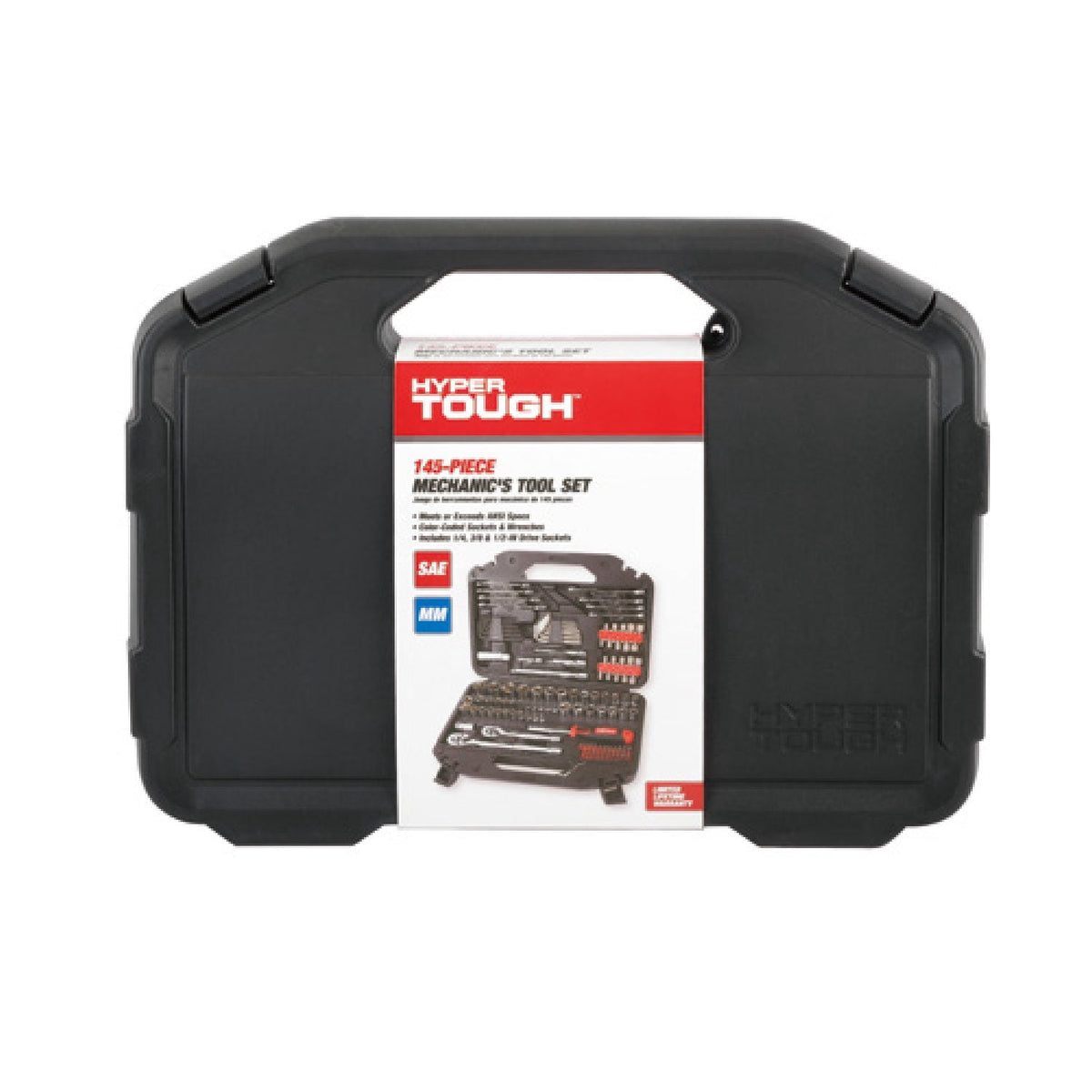 Hyper Tough 145-Piece Mechanics Tool Set, 1/4, 3/8 & 1/2-inch Drive (SAE & mm)