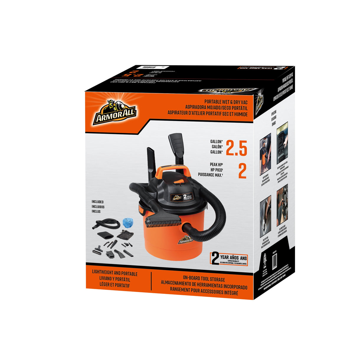 Armor All 2.5 Gallon 2 Peak HP Wet Dry Vacuum,VOM205P 0901