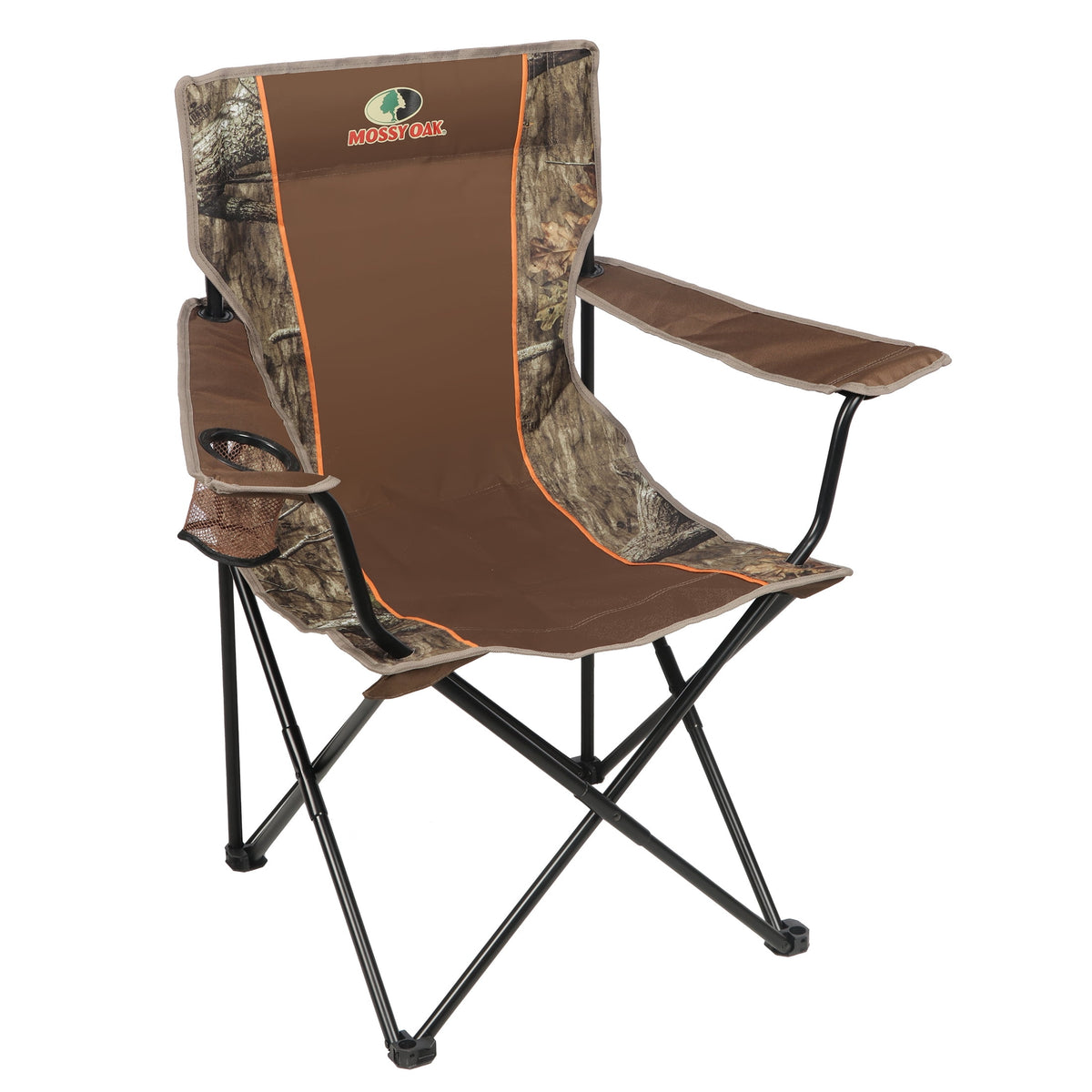 Mossy Oak Soft Arm Camo Quad Camp Chair with Cup Holder, Adult