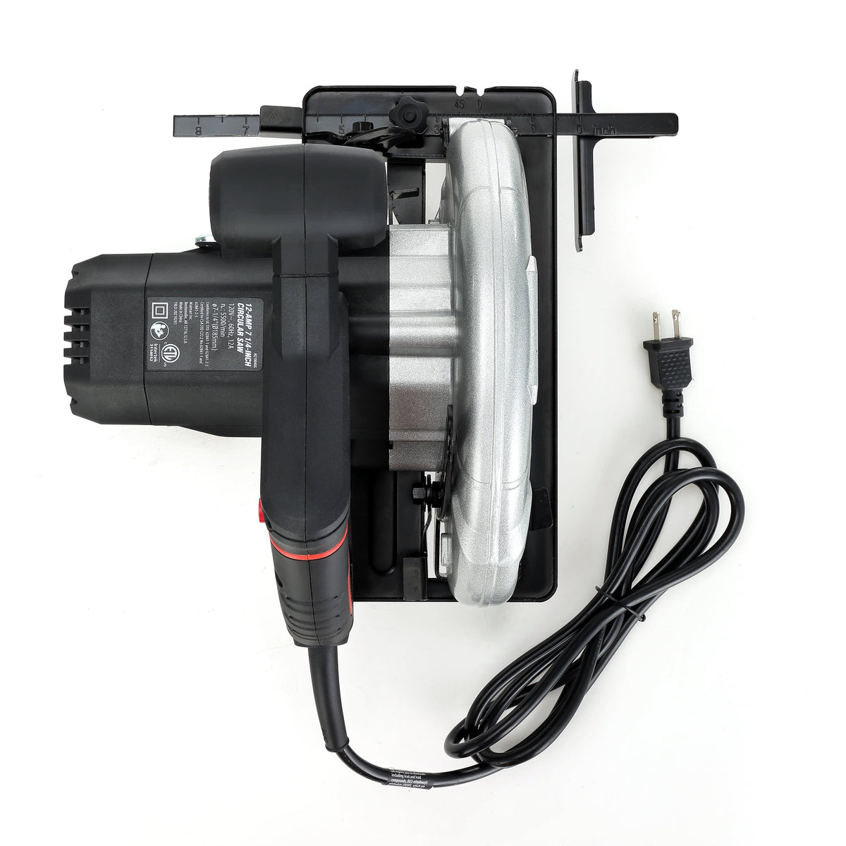 Hyper Tough 12 Amp 7-1/4 in Corded Circular Saw with Steel Shoe and Adjustable Bevel