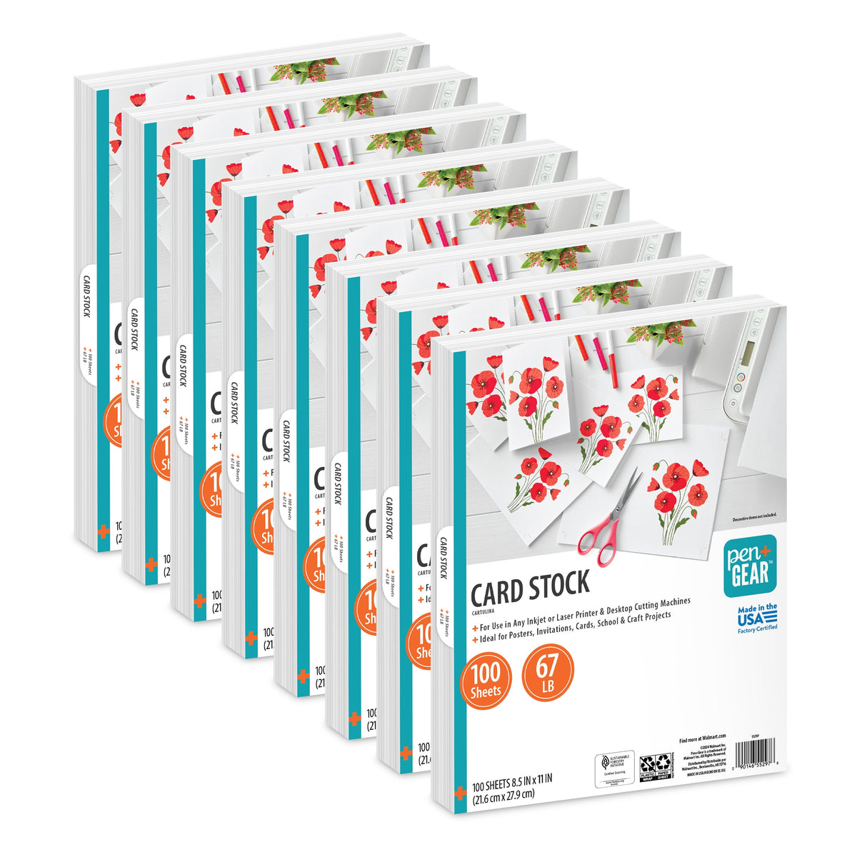 Pen+Gear White Card Stock, 8.5 x 11 in, 67 lb/147 gsm, 800 Sheets
