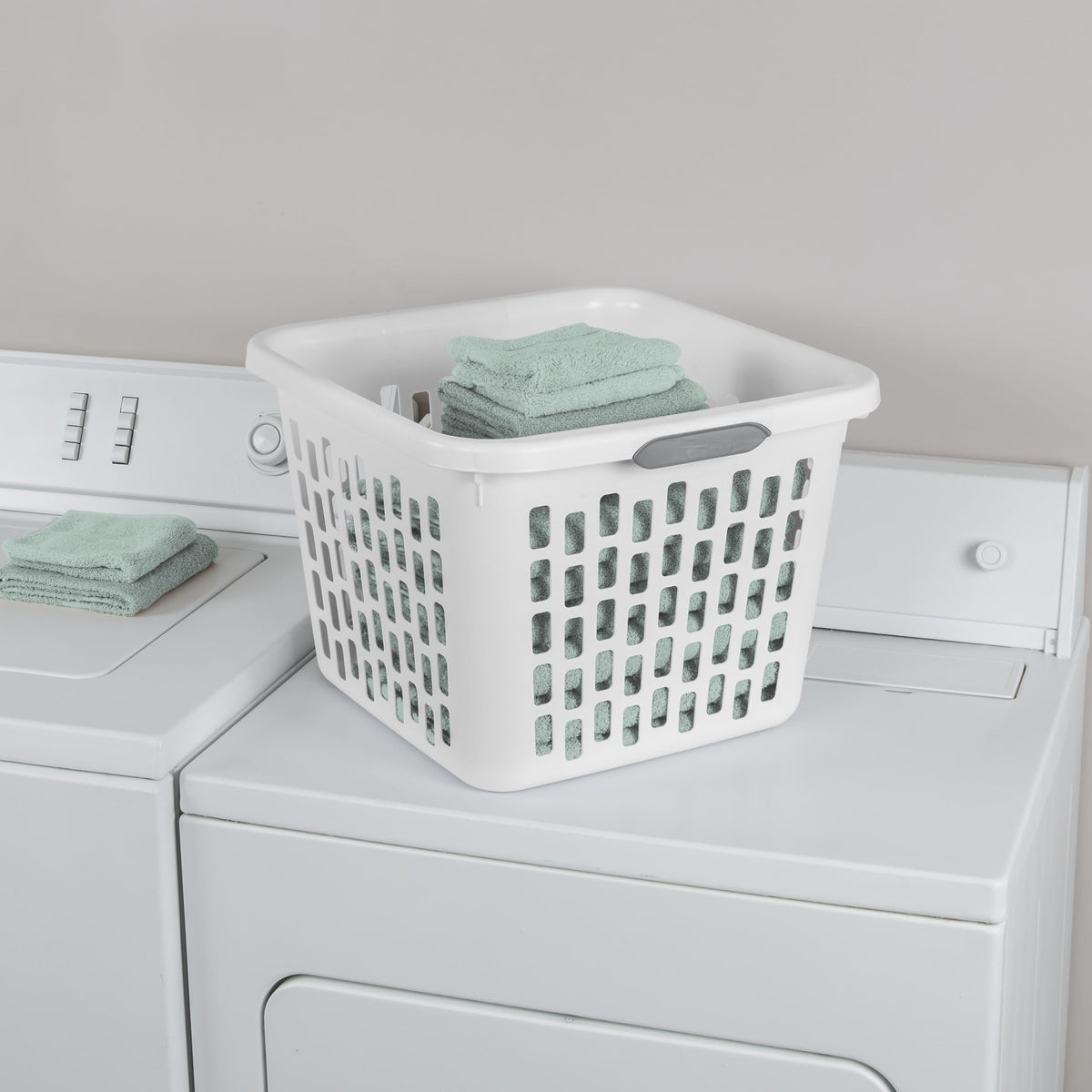 Sterilite Small 1.5 Bushel Square Plastic Laundry Basket with 2 Comfort Grip Handles, White, 6 Pack