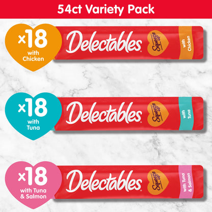 Hartz Delectables Squeeze up Lickable Wet Cat Treat Flavor Variety Pack, 0.5oz Tube (54 Count)