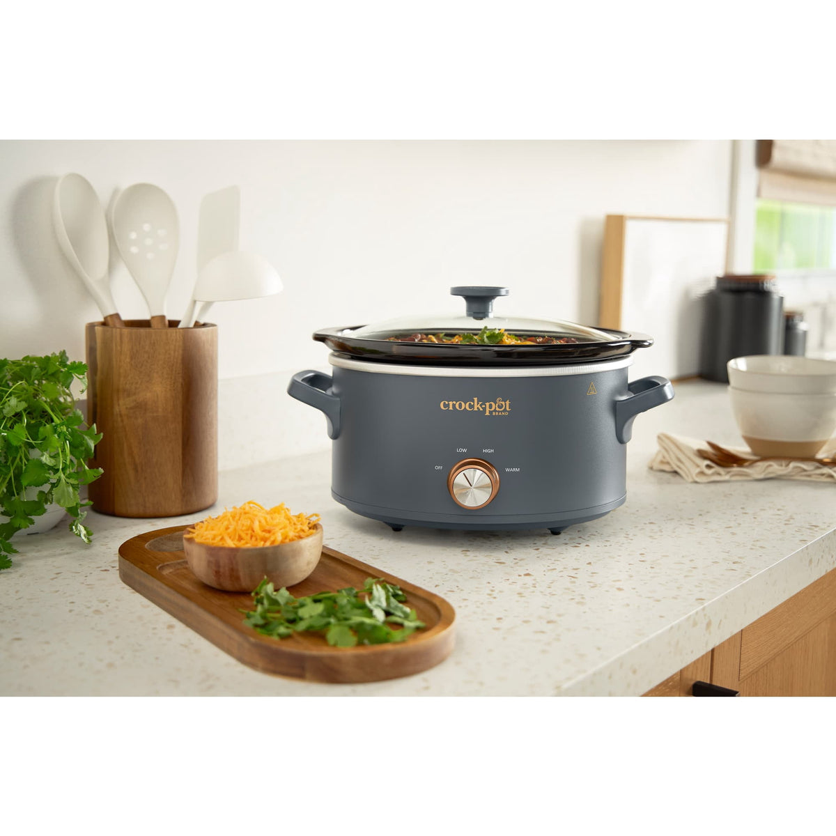 Crock-Pot Manual 4-Quart Slow Cooker, Mussel Gray