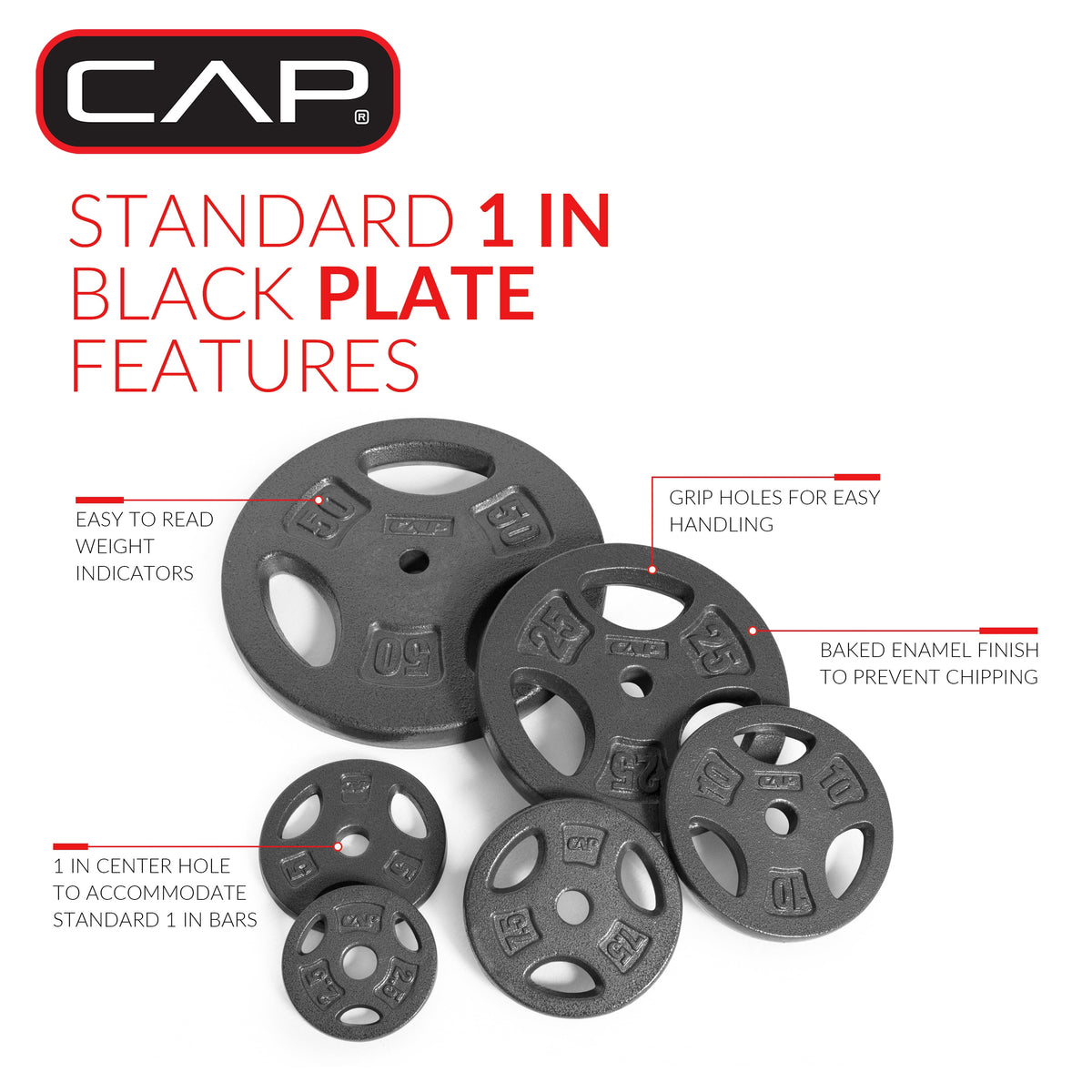 CAP Barbell Standard 7.5lb BLACK Plate Pack B (x4)