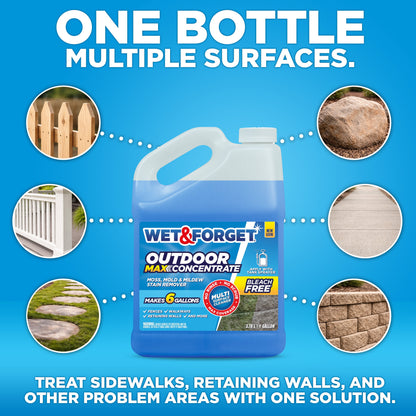 Wet & Forget Outdoor MAX Moss, Mold, Mildew, and Algae Stain Remover Concentrate, 128 oz