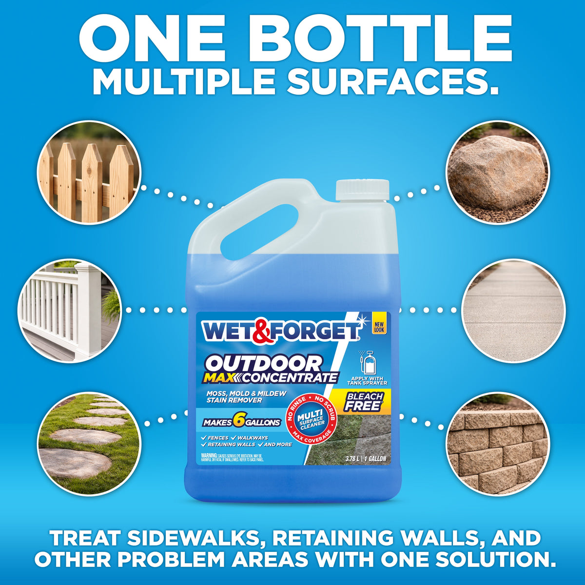 (2 pack) Wet & Forget Outdoor MAX Moss, Mold, Mildew, and Algae Stain Remover Concentrate, 128 oz