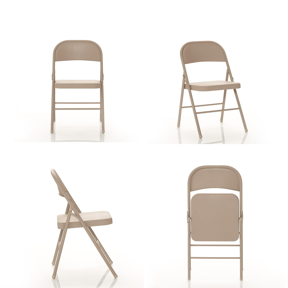 Mainstays All-Steel Metal Folding Chair, Beige, Set of 4