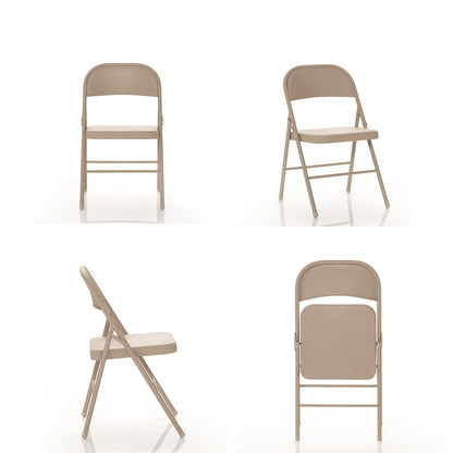 Mainstays All-Steel Metal Folding Chair, Beige, Set of 4