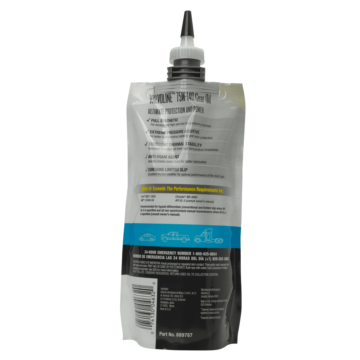 (3 pack) Valvoline Flex Fill 75W-140 Full Synthetic Gear Oil 1 QT Squeeze Pouch