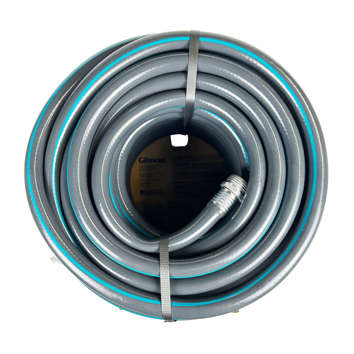 Gilmour Flexogen 100ft Heavy Duty Garden Hose, 5/8" All-Weather Water Hose with Crush-Resistant Aluminum Fittings, 500 PSI Burst Strength, Kink & Leak Resistant, Yellow