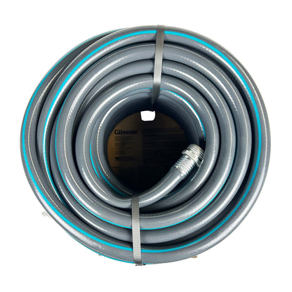Gilmour Flexogen 100ft Heavy Duty Garden Hose, 5/8" All-Weather Water Hose with Crush-Resistant Aluminum Fittings, 500 PSI Burst Strength, Kink & Leak Resistant, Yellow