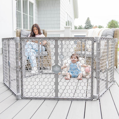 Regalo 2-in-1 Super Wide Baby Gate & Play Yard Plastic 192 Inches, Gray
