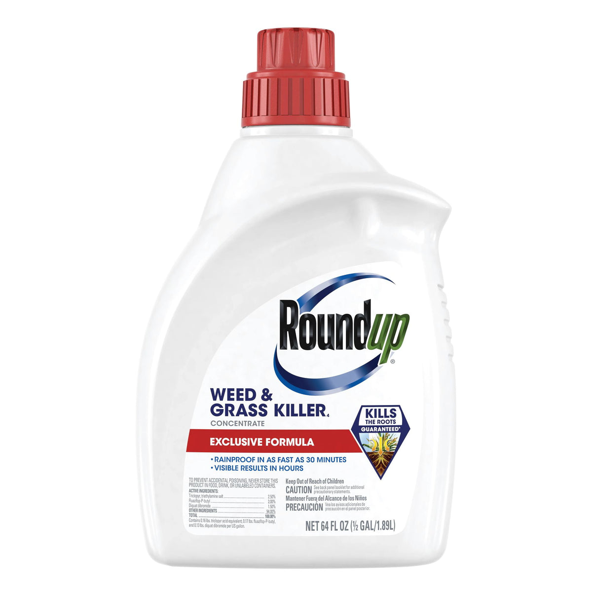 Roundup Weed & Grass Killer₄ Concentrate, Use In Flower Beds and other areas of your yard, 64 fl.oz.