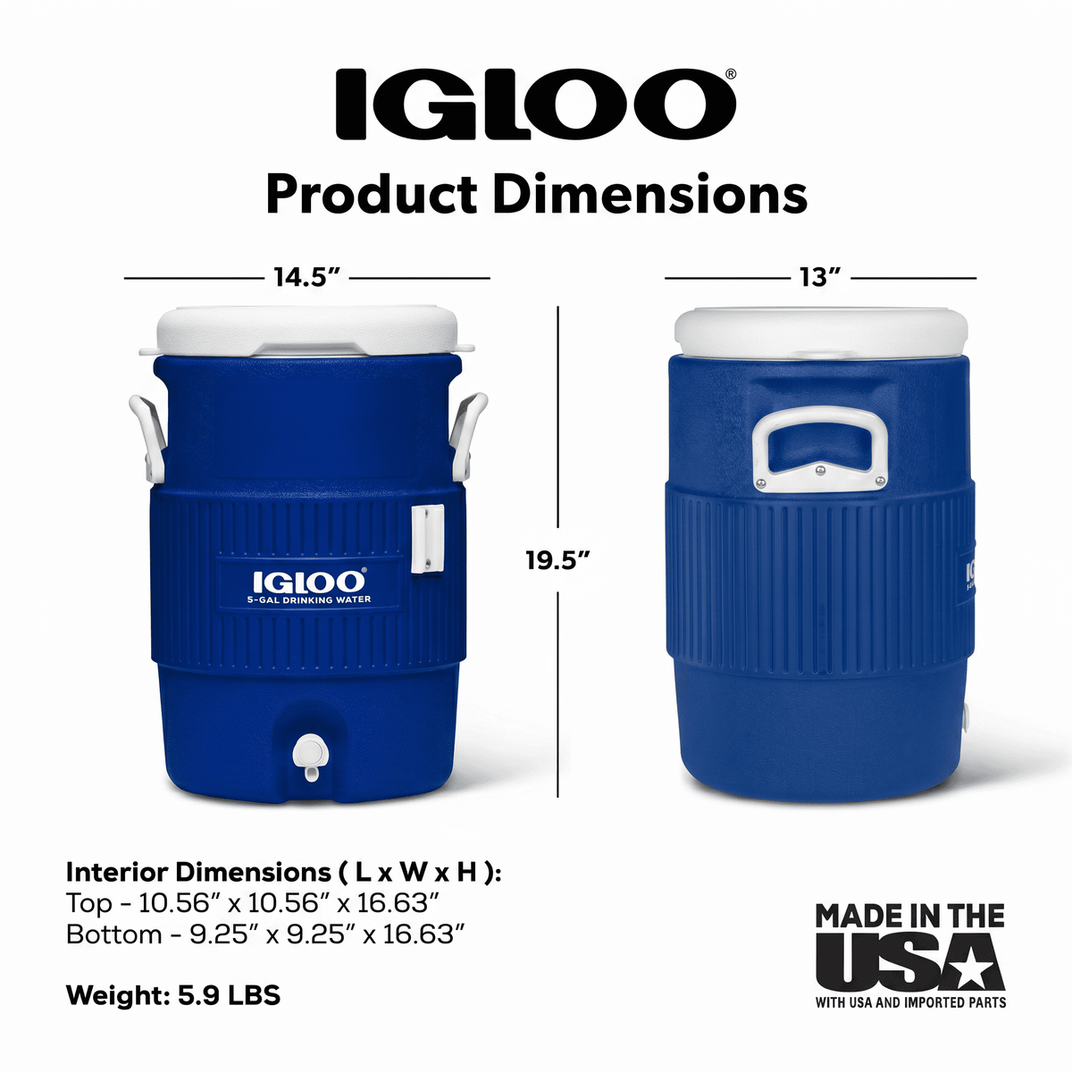 Igloo 5 Gallon Heavy-Duty Beverage Cooler, Blue