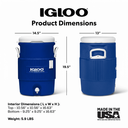 Igloo 5 Gallon Heavy-Duty Beverage Cooler, Blue