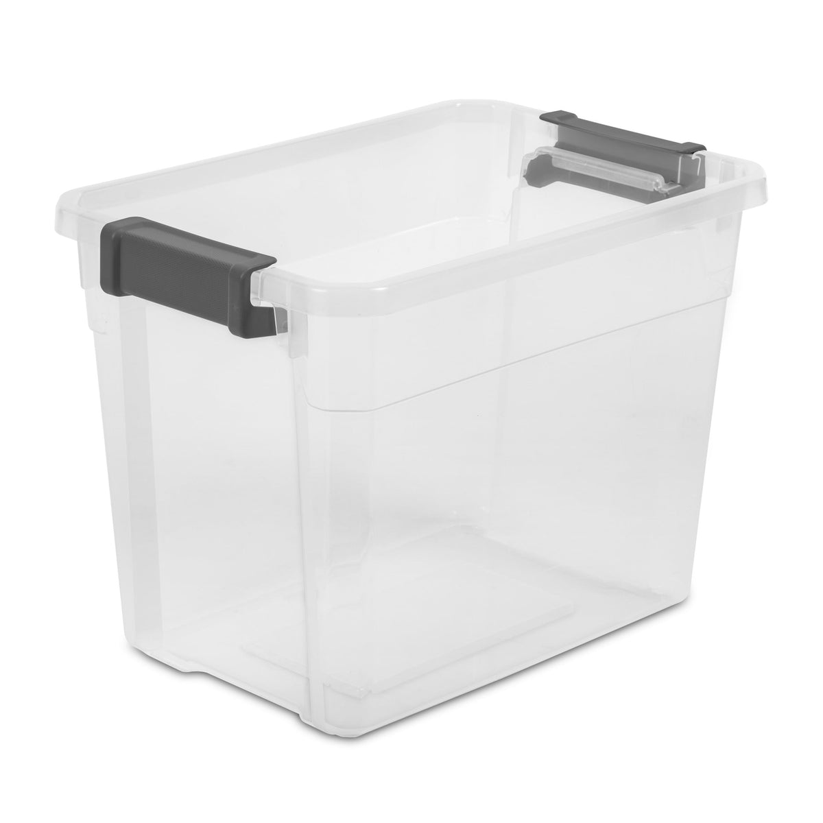 Sterilite Small Storage Bin, 30 Quart Clear Plastic Storage Container with Latch Lid, Dark Gray, Pack of 6