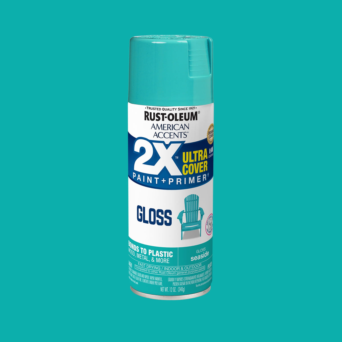(6 pack) Seaside, Rust-Oleum American Accents 2X Ultra Cover Gloss Spray Paint-327883, 12 oz